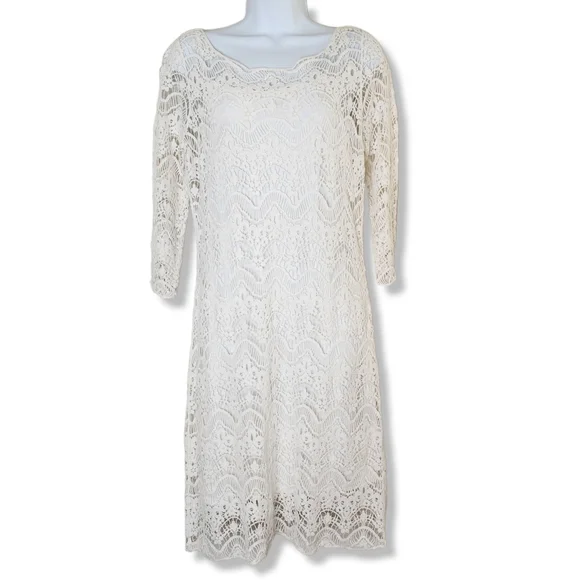 white and cream lace dress Cream Floral Lace Long Sleeve Mini Dress